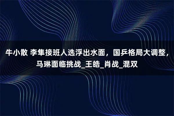 牛小散 李隼接班人选浮出水面，国乒格局大调整，马琳面临挑战_王皓_肖战_混双